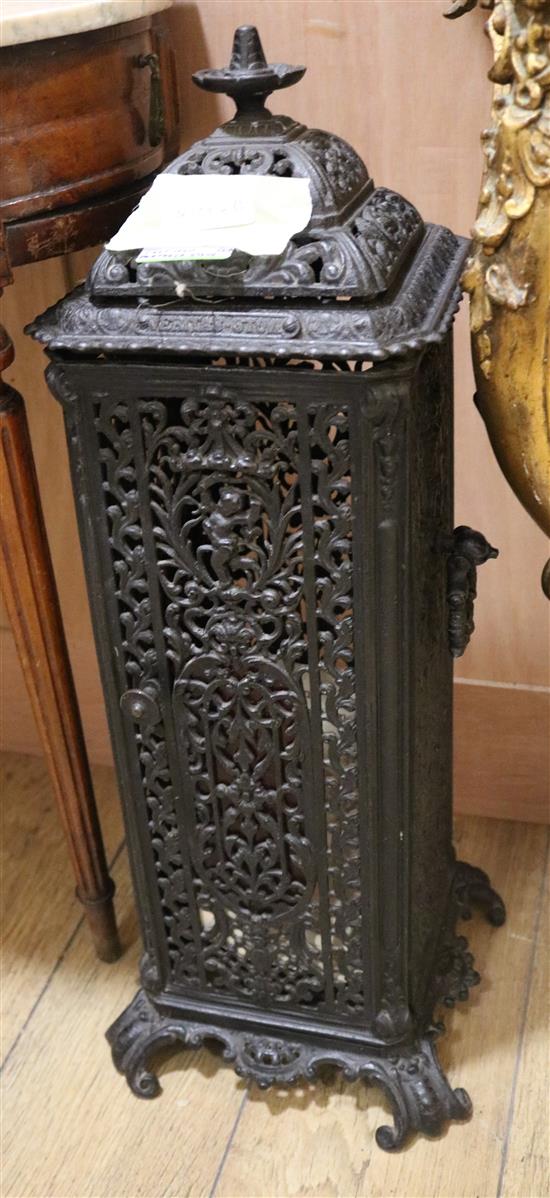 A Victorian cast iron portable stove W.29cm